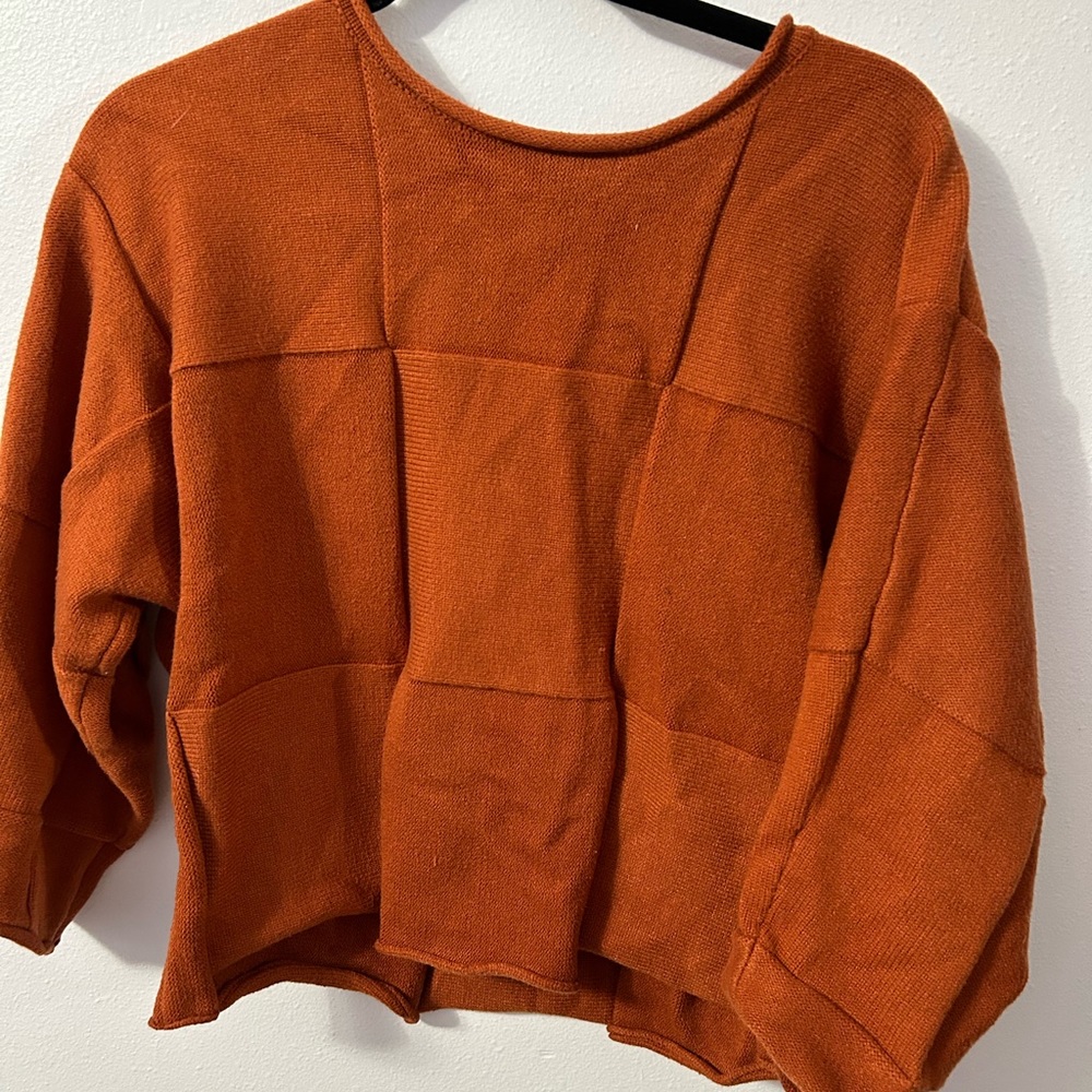burnt orange-ish geometric shirt